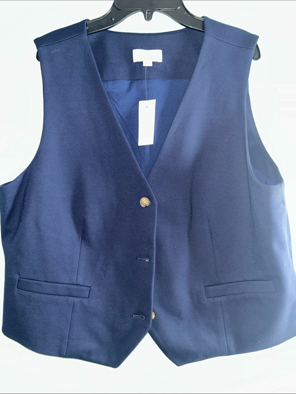 LOFT Navy V-Neck Buttoned Vest